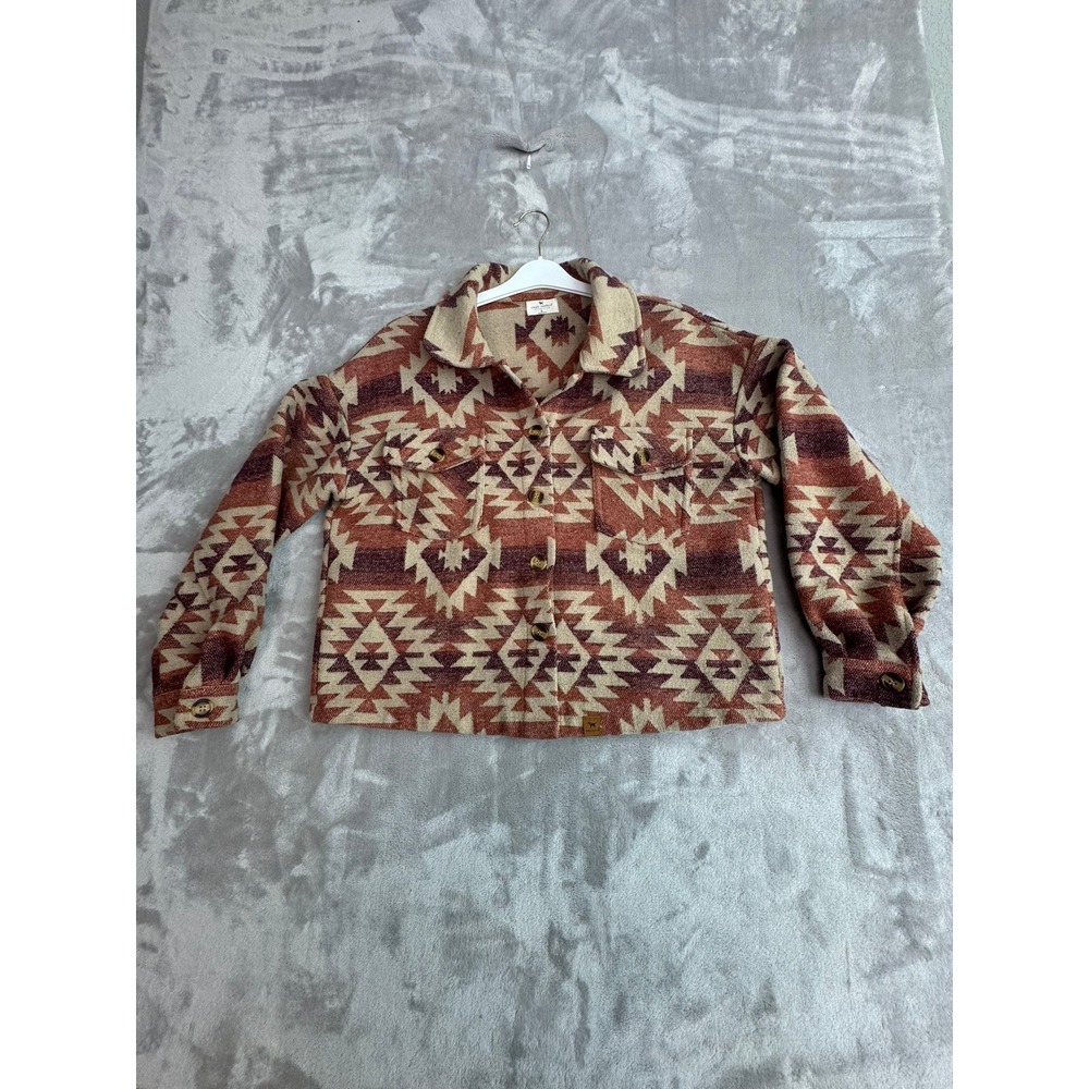 Simply Southern Women Large Southwestern Shacket Aztec Geometric Button Jacket